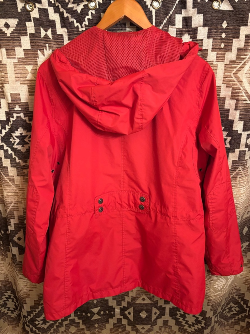 Natural Reflections Womens Red Hooded Rain Jacket, Size Large - Picture 8 of 13